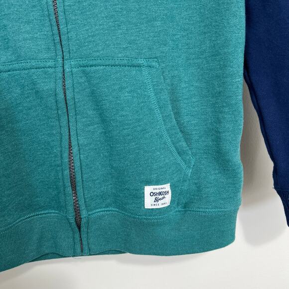 Oshkosh Hoodie  Hooded Jacket Full Zip Green Blue FleeceSz 12 - Picture 2 of 8
